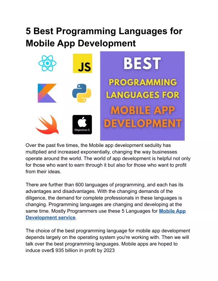 5 best programming languages for mobile