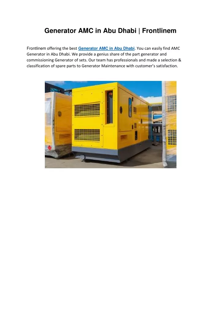 generator amc in abu dhabi frontlinem