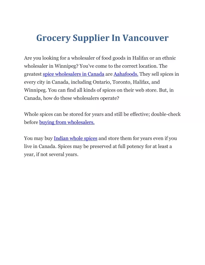 grocery supplier in vancouver
