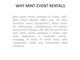 WHY MINT EVENT RENTALS