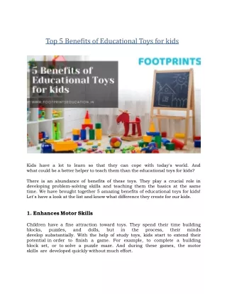 Top 5 Benefits of Educational Toys for kids