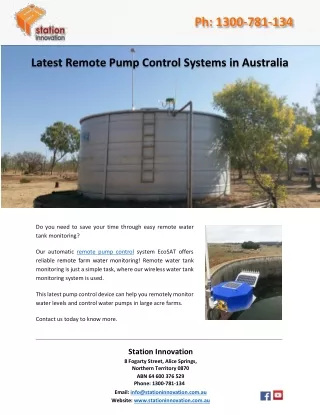 Latest Remote Pump Control Systems in Australia