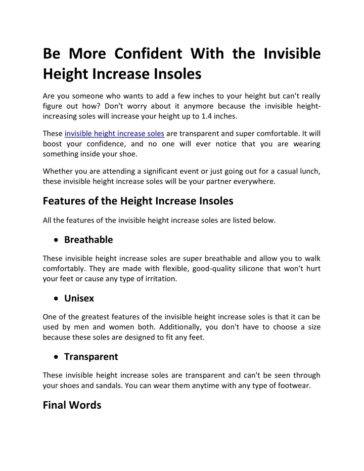 be more confident with the invisible height