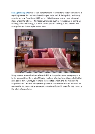 Sofa Upholstery UAE