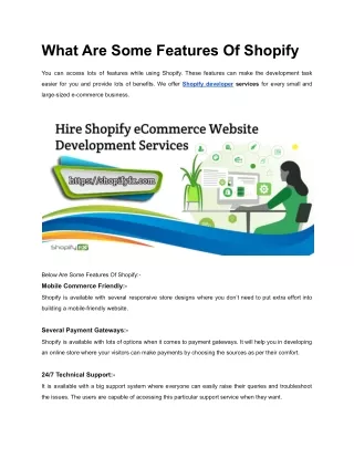 What Are Some Features Of Shopify