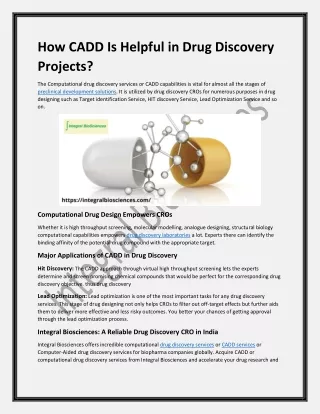 How CADD Is Helpful in Drug Discovery Projects