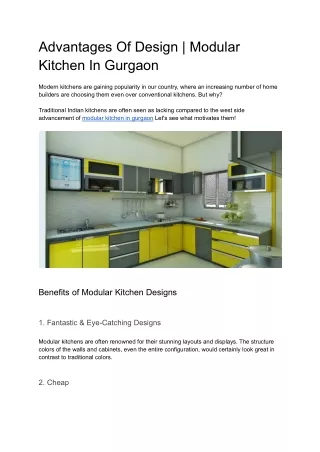 Advantages Of Design Modular Kitchen In Gurgaon