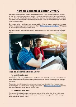 how to become a better driver