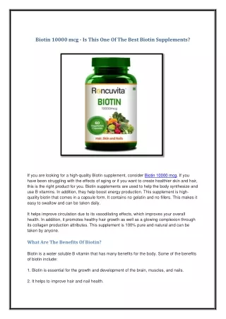 Biotin 10000 mcg - Is This One Of The Best Biotin Supplements.docx