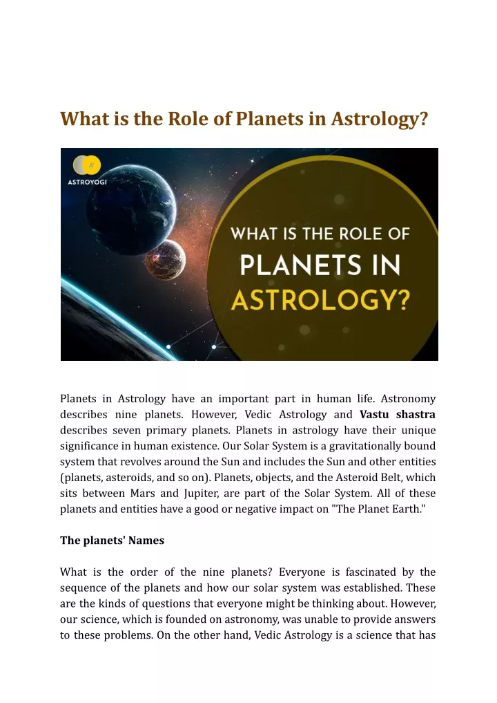 what is the role of planets in astrology