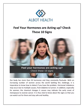 Feel Your Hormones are Acting up? Check These 10 Signs