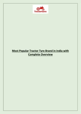 most popular tractor tyre brand in india with