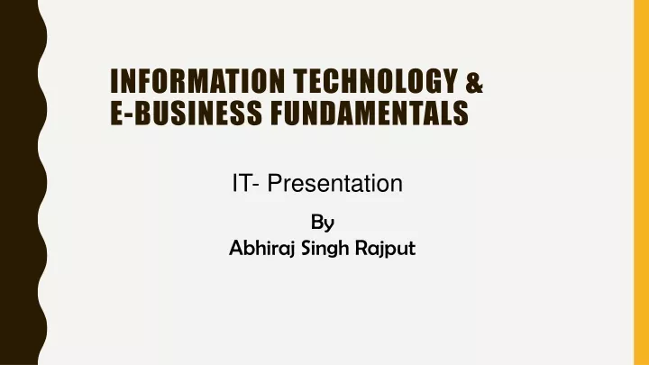information technology e business fundamentals