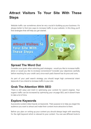 attract visitors to your site with these steps