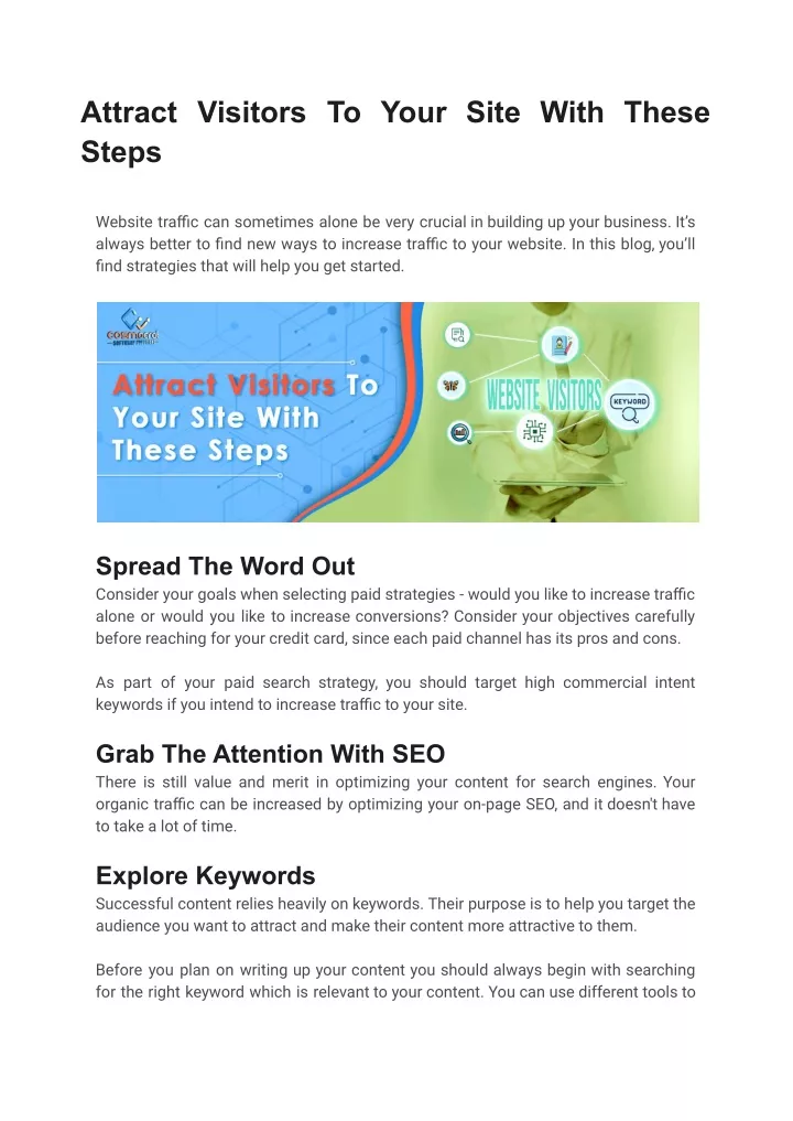 attract visitors to your site with these steps