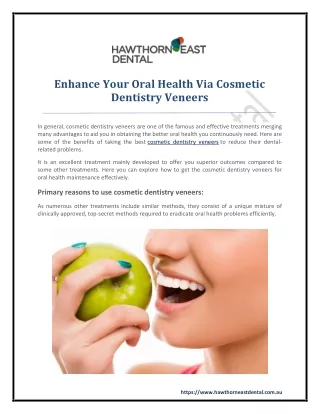 Enhance Your Oral Health Via Cosmetic Dentistry Veneers