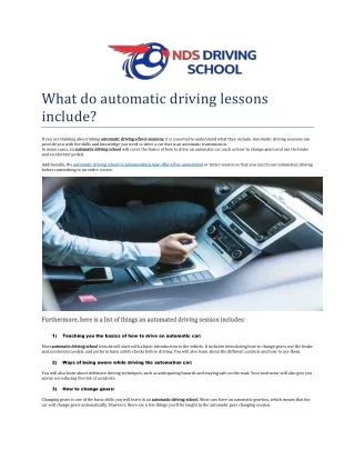 What do automatic driving lessons include