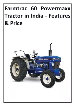 Farmtrac 60 Powermaxx Tractor in India