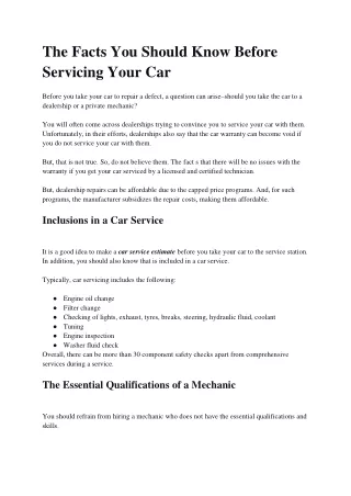the facts you should know before servicing your