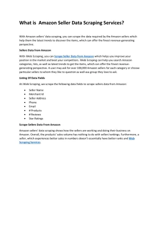 what is amazon seller data scraping services