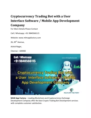 cryptocurrency trading bot with a user interface