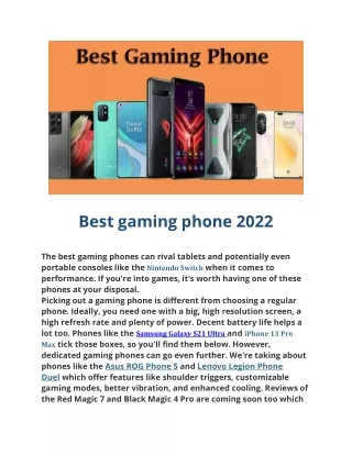 Best gaming phone 2022: the top 10 mobile game performers | TechRadar