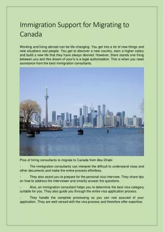 Immigration Support for Migrating to Canada