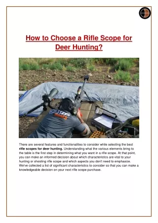 How To Choose A Rifle Scope For Deer Hunting