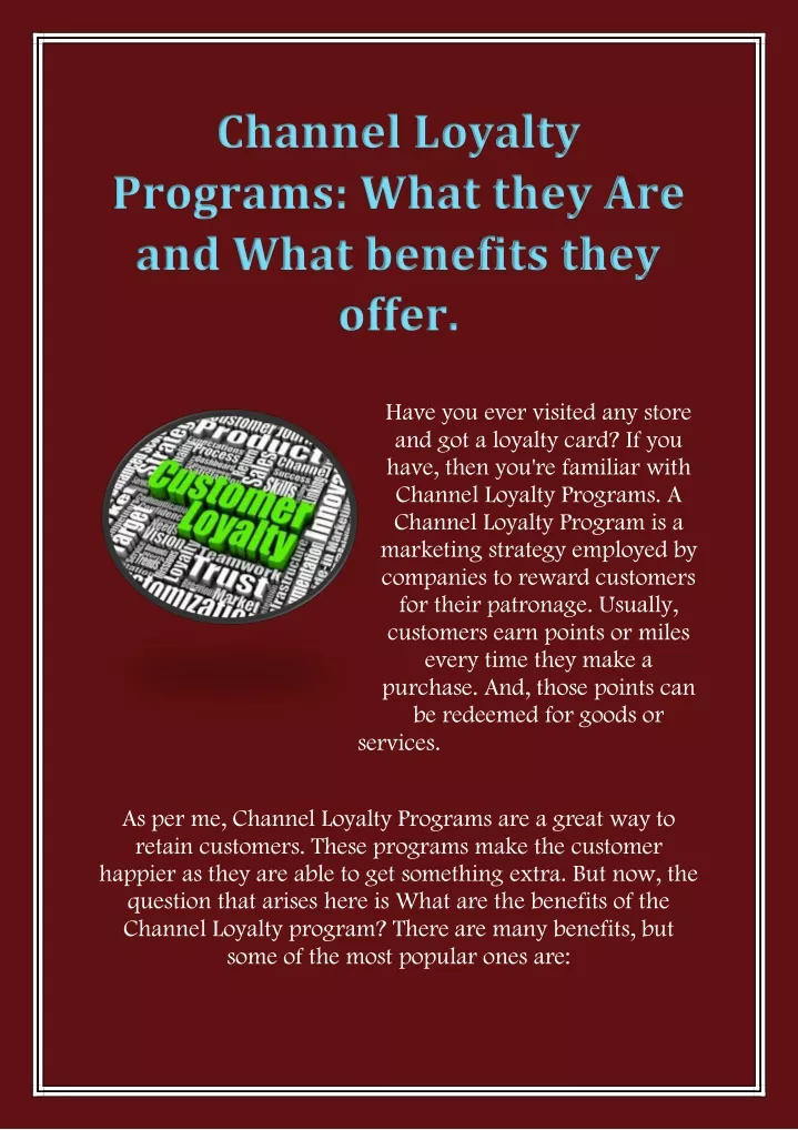 channel loyalty programs what they are and what