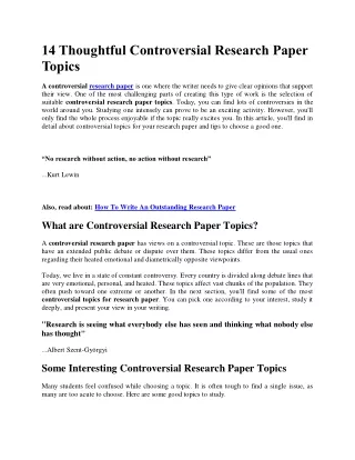 14 thoughtful controversial research paper topics