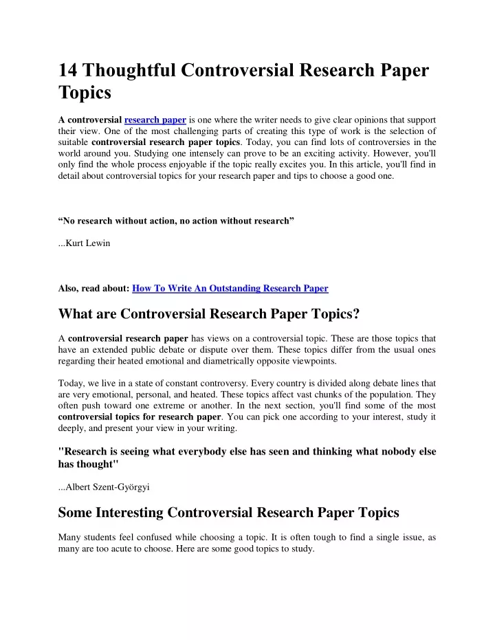 14 thoughtful controversial research paper topics