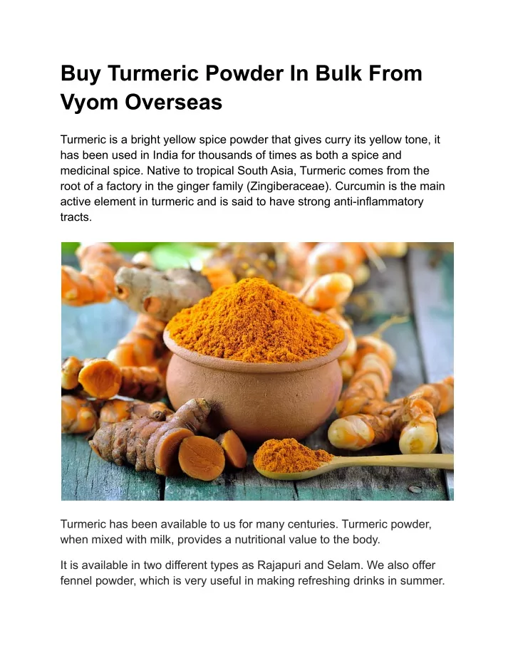 buy turmeric powder in bulk from vyom overseas