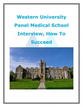 Western University Panel Medical School Interview, How To Succeed