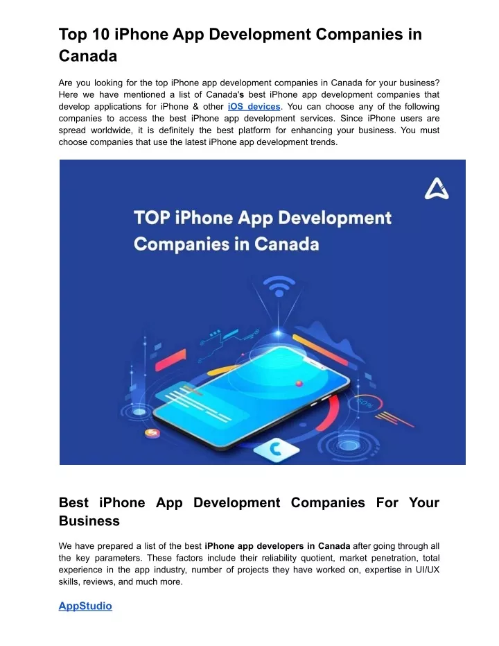 top 10 iphone app development companies in canada