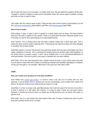 LET'S TALK JEWELRY_ THE DIFFERENT TYPES OF GOLD AND HOW TO CARE FOR THEM