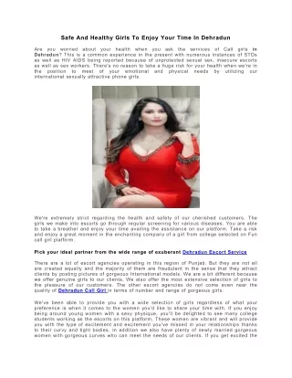 Safe and healthy girls to enjoy your time in Dehradun