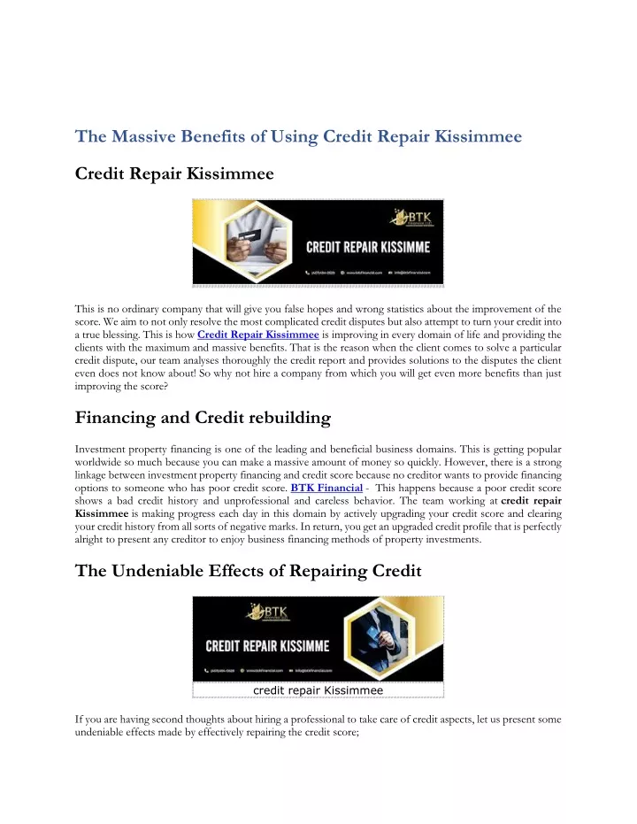 the massive benefits of using credit repair