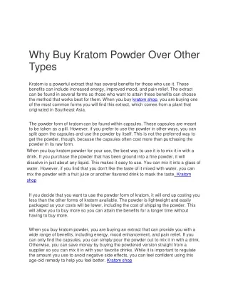 why buy kratom powder over other types
