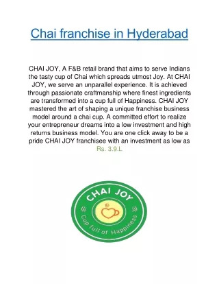 Chai franchise in Hyderabad