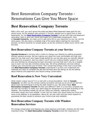 Best Renovation Company Toronto - Renovations Can Give You More Space
