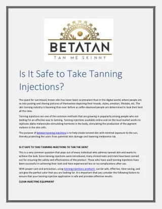 BetaTan Tanning injections