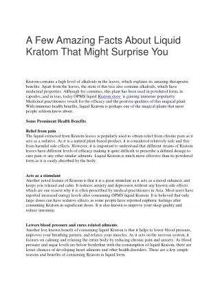 a few amazing facts about liquid kratom that