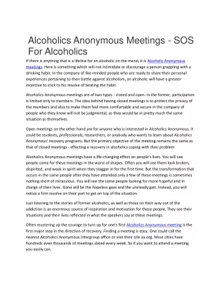 alcoholics anonymous meetings sos for alcoholics
