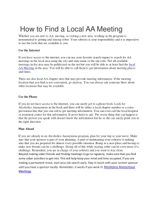 how to find a local aa meeting whether