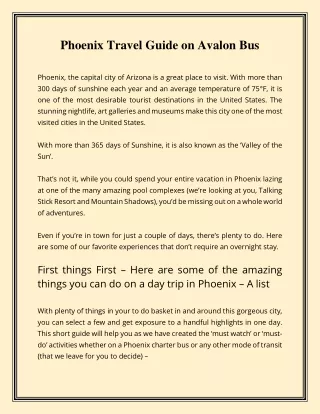 phoenix travel guide on avalon bus