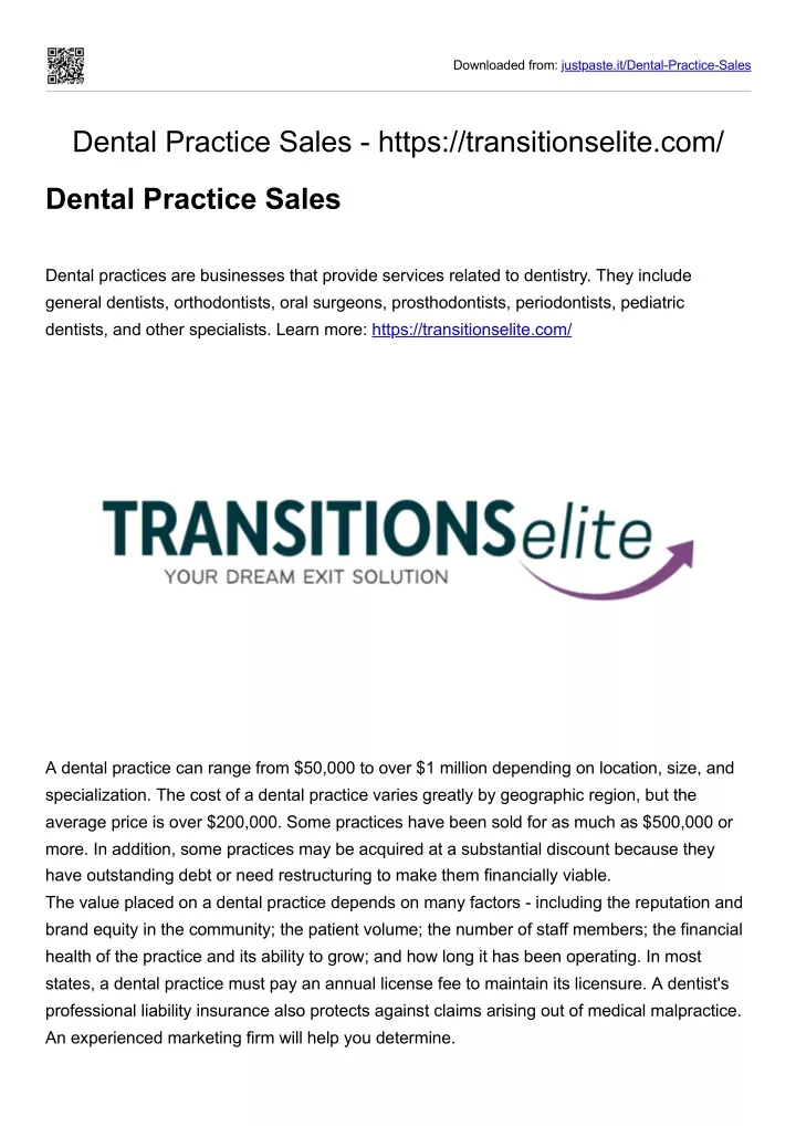 downloaded from justpaste it dental practice sales