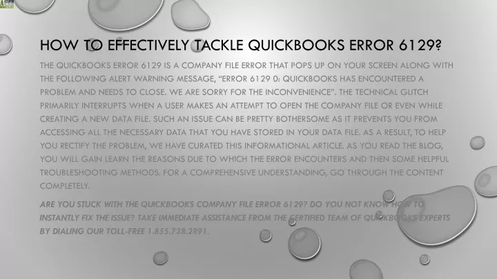 how to effectively tackle quickbooks error 6129