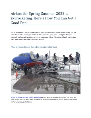 Airfare for Spring Summer 2022 is skyrocketing Here How You Can Get a Good Deal