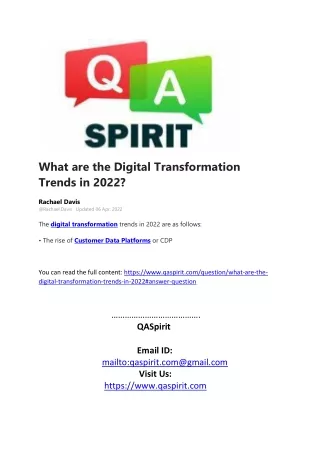 What are the Digital Transformation Trends in 2022