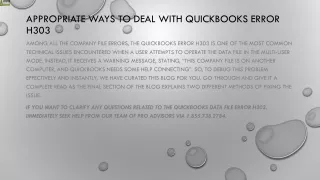 appropriate ways to deal with quickbooks error h303